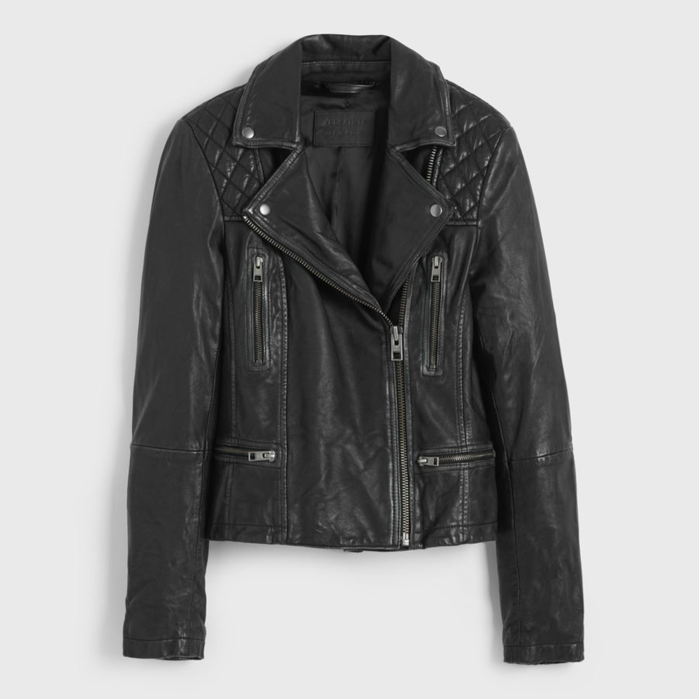 All Saints Black Cargo Leather Jacket (size 4)